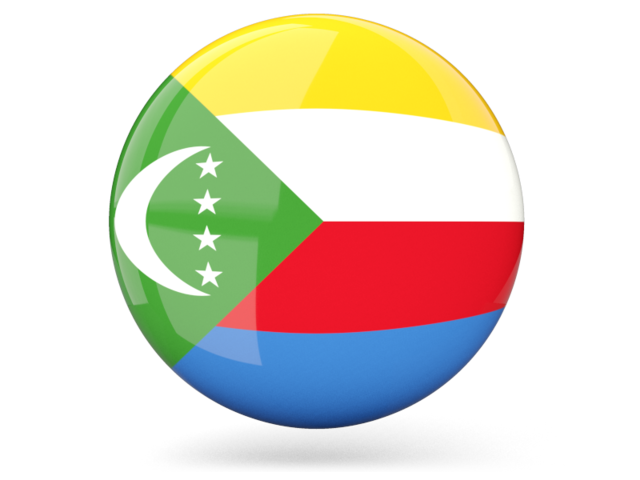 Glossy round icon. Download flag icon of Comoros at PNG format