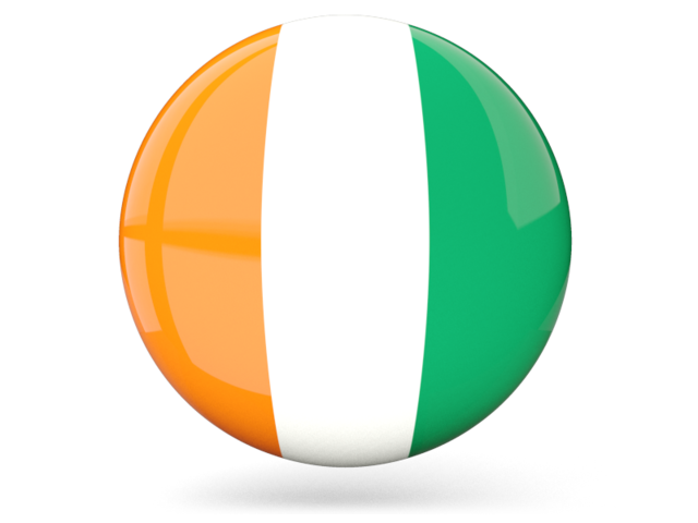 Glossy round icon. Download flag icon of Cote d'Ivoire at PNG format