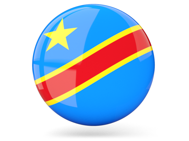 Глянцевая круглая иконка. Скачать флаг. Демократическая Республика Конго