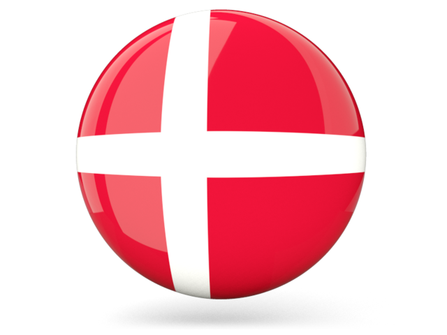 Глянцевая круглая иконка. Скачать флаг. Дания