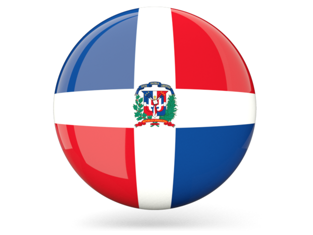 Glossy round icon. Download flag icon of Dominican Republic at PNG format