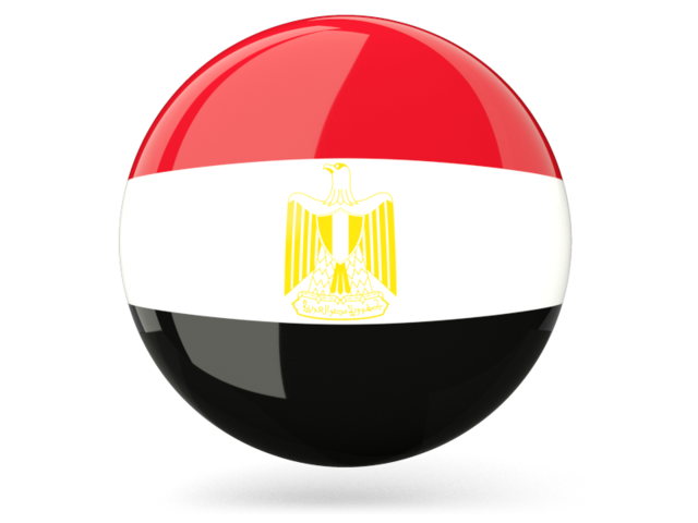 Glossy round icon. Download flag icon of Egypt at PNG format