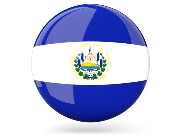 Glossy round icon. Download flag icon of El Salvador at PNG format