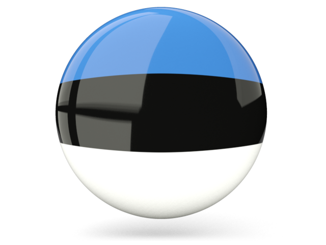 Glossy round icon. Download flag icon of Estonia at PNG format