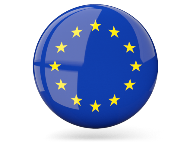 Glossy round icon. Download flag icon of European Union at PNG format