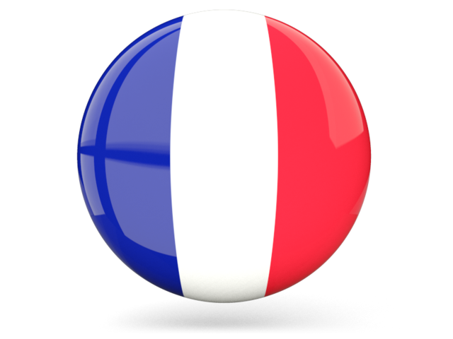 Glossy round icon. Download flag icon of France at PNG format