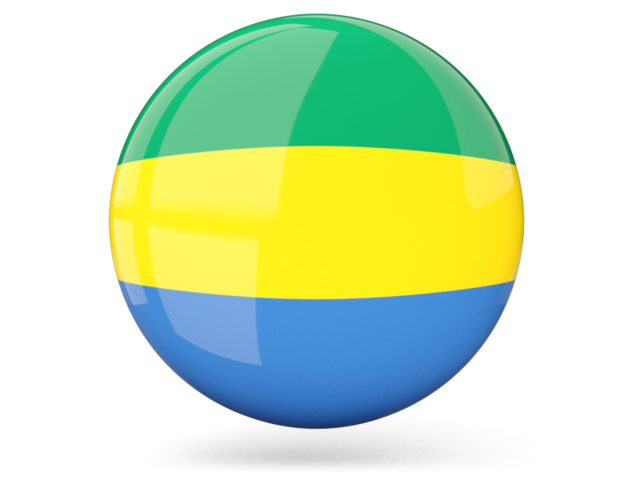 Glossy round icon. Download flag icon of Gabon at PNG format