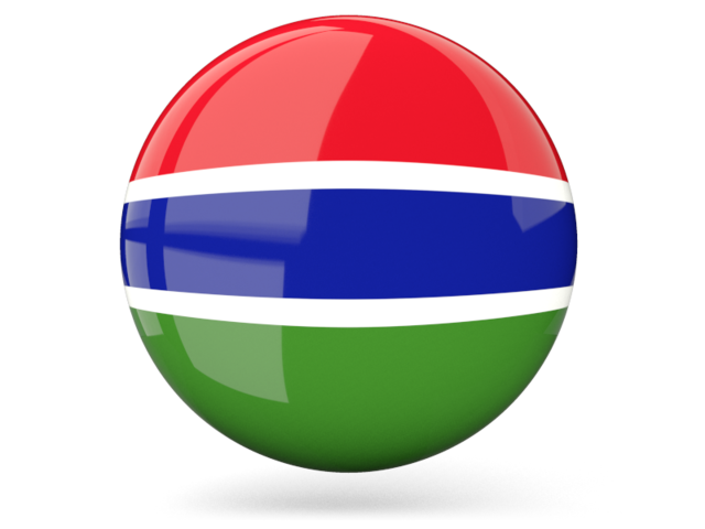 Glossy round icon. Download flag icon of Gambia at PNG format