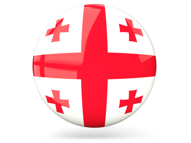 Glossy round icon. Download flag icon of Georgia at PNG format