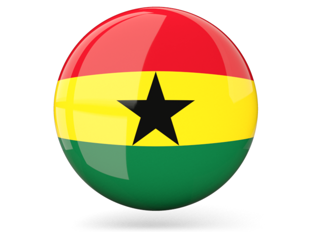 Glossy round icon. Download flag icon of Ghana at PNG format