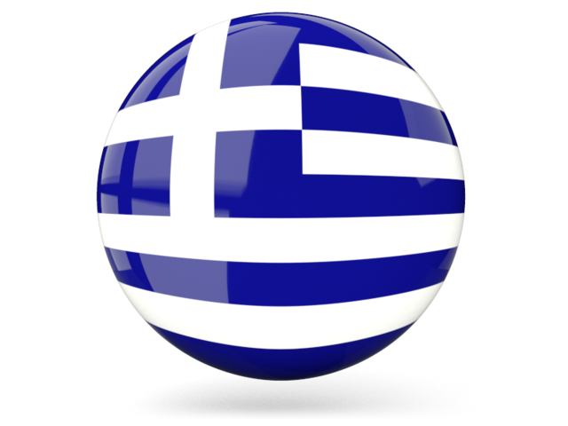 Glossy round icon. Download flag icon of Greece at PNG format