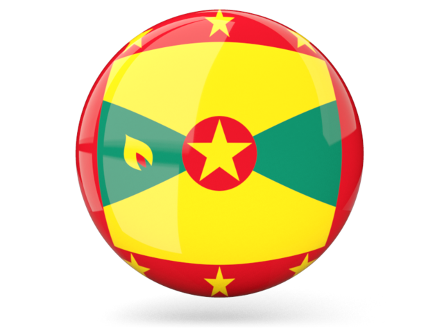 Glossy round icon. Download flag icon of Grenada at PNG format