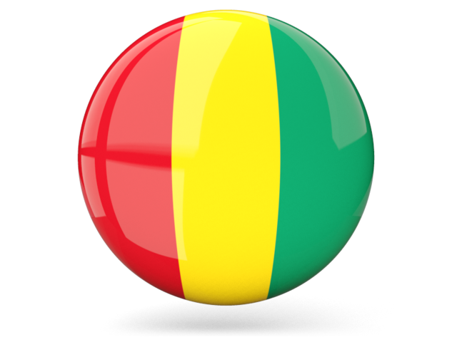 Glossy round icon. Download flag icon of Guinea at PNG format