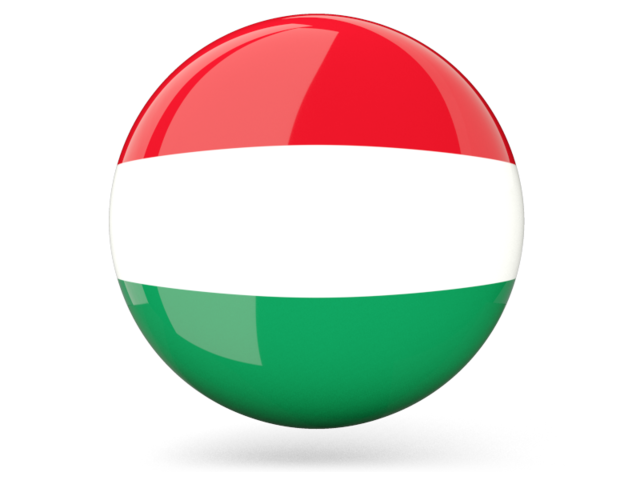 Glossy round icon. Download flag icon of Hungary at PNG format