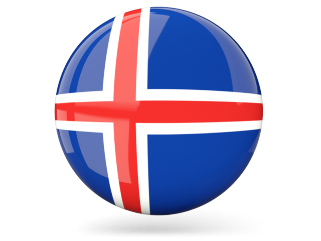 Glossy round icon. Download flag icon of Iceland at PNG format