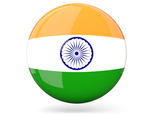 Glossy round icon. Download flag icon of India at PNG format