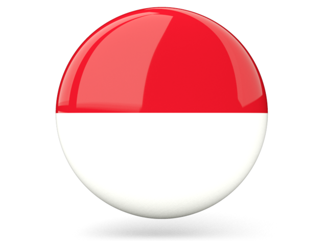 Glossy round icon. Download flag icon of Indonesia at PNG format