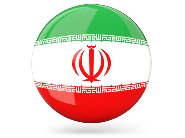 Glossy round icon. Download flag icon of Iran at PNG format