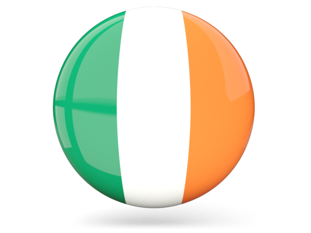 Glossy round icon. Download flag icon of Ireland at PNG format