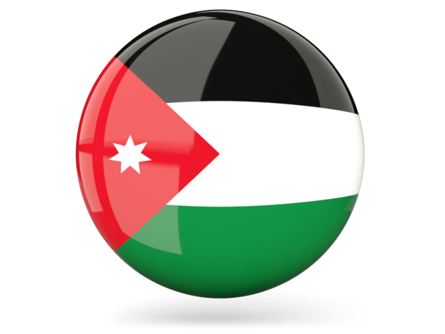Glossy round icon. Download flag icon of Jordan at PNG format
