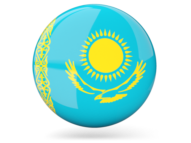 Glossy round icon. Download flag icon of Kazakhstan at PNG format