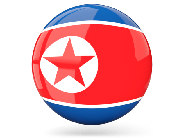 Glossy round icon. Download flag icon of North Korea at PNG format