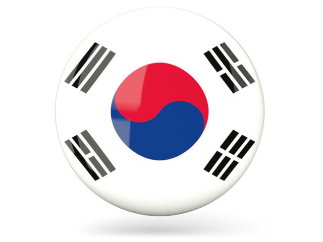 Glossy round icon. Download flag icon of South Korea at PNG format