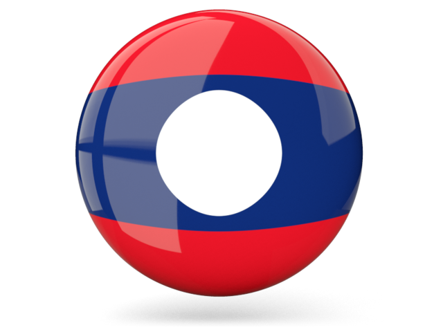Glossy round icon. Download flag icon of Laos at PNG format