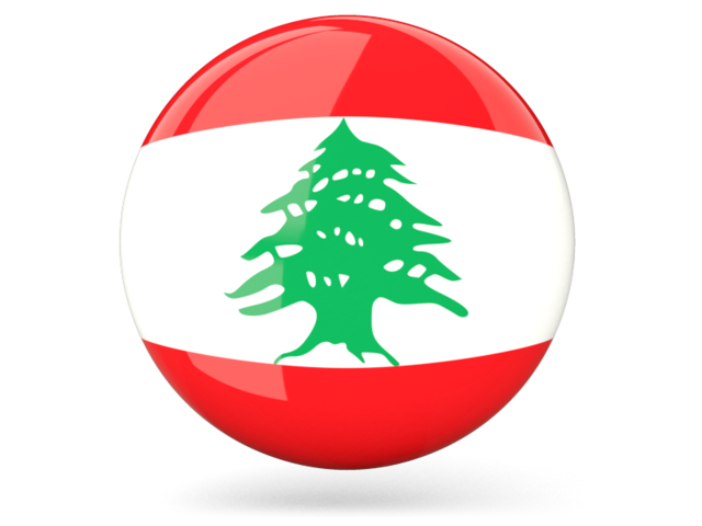 Glossy round icon. Download flag icon of Lebanon at PNG format