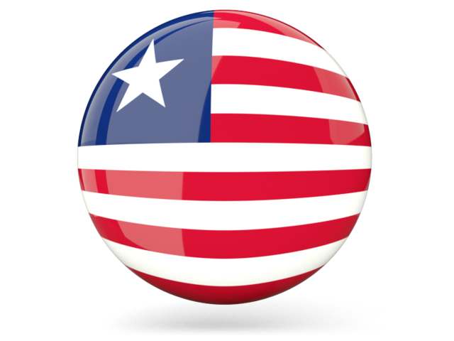 Glossy round icon. Download flag icon of Liberia at PNG format