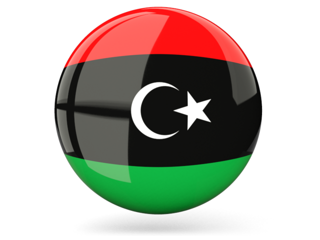Glossy round icon. Download flag icon of Libya at PNG format