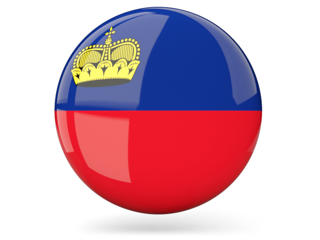 Glossy round icon. Download flag icon of Liechtenstein at PNG format