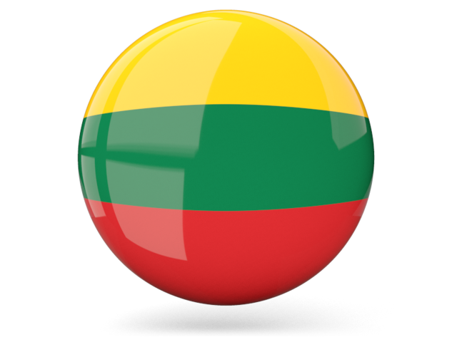 Glossy round icon. Download flag icon of Lithuania at PNG format