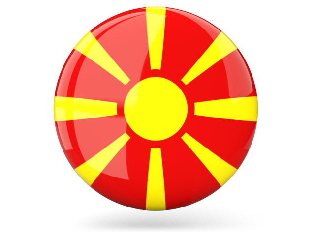 Glossy round icon. Download flag icon of Macedonia at PNG format