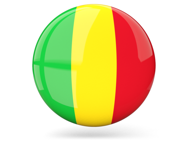 Glossy round icon. Download flag icon of Mali at PNG format