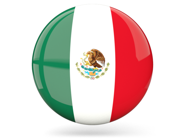 Glossy round icon. Download flag icon of Mexico at PNG format