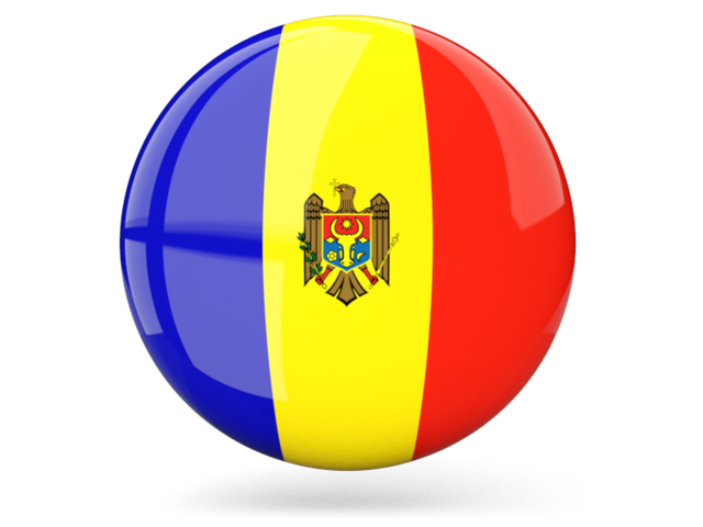 Glossy round icon. Download flag icon of Moldova at PNG format