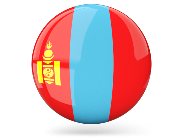 Glossy round icon. Download flag icon of Mongolia at PNG format