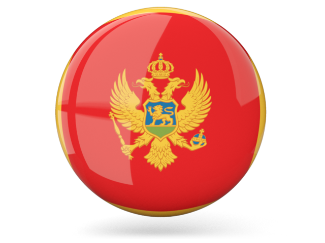 Glossy round icon. Download flag icon of Montenegro at PNG format