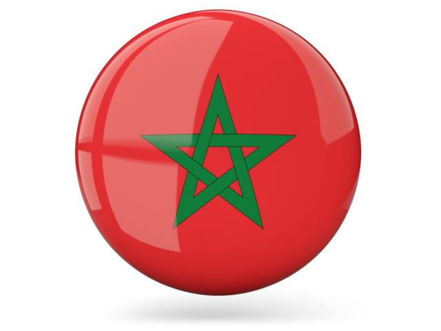 Glossy round icon. Download flag icon of Morocco at PNG format