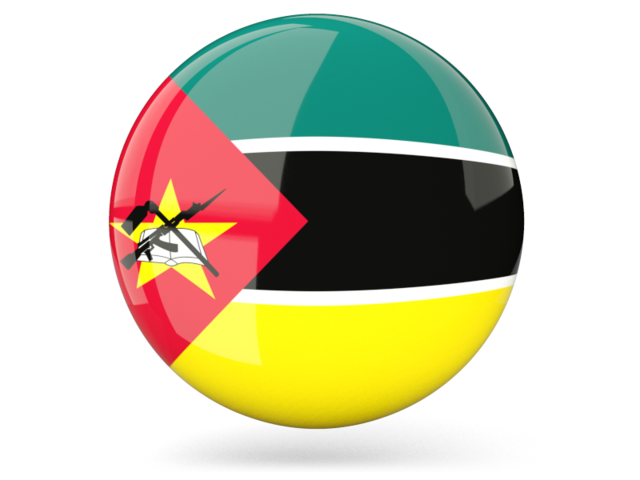 Glossy round icon. Download flag icon of Mozambique at PNG format