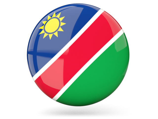 Glossy round icon. Download flag icon of Namibia at PNG format