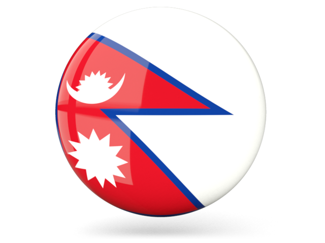 Glossy round icon. Download flag icon of Nepal at PNG format