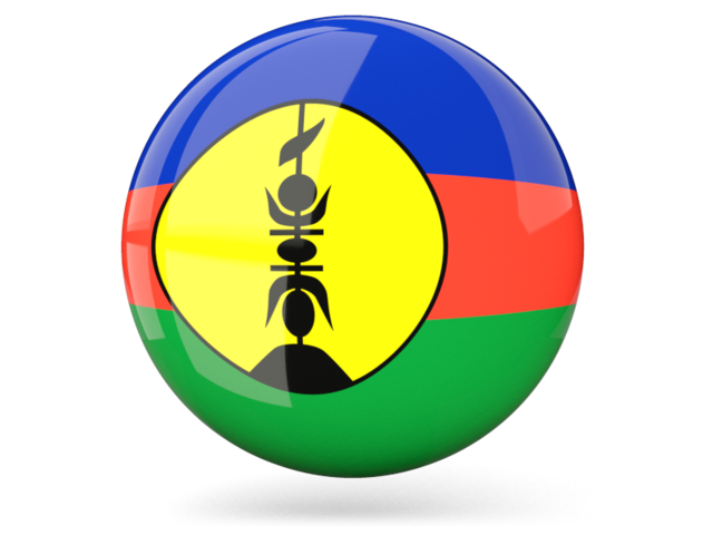 Glossy round icon. Download flag icon of New Caledonia at PNG format