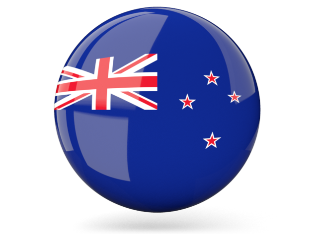 Glossy round icon. Download flag icon of New Zealand at PNG format