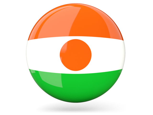 Glossy round icon. Download flag icon of Niger at PNG format