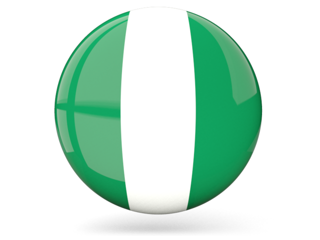 Glossy round icon. Download flag icon of Nigeria at PNG format