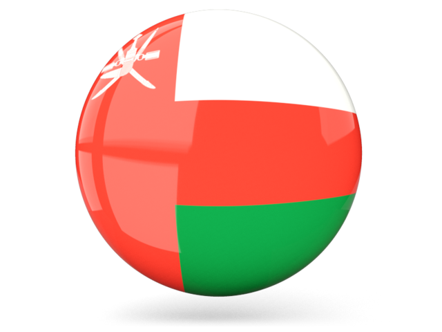 Glossy round icon. Illustration of flag of Oman
