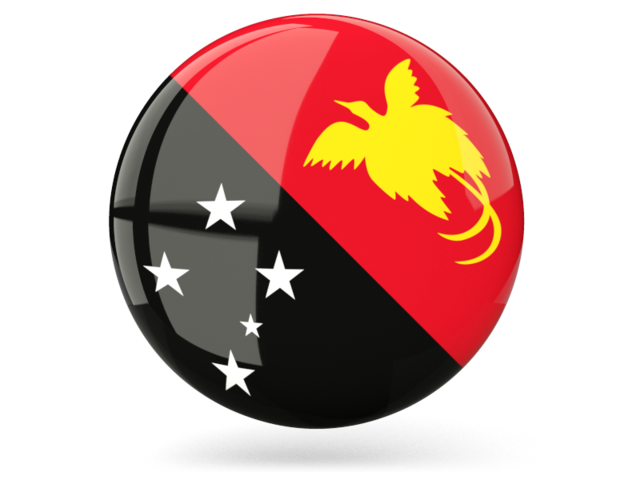 Глянцевая круглая иконка. Скачать флаг. Папуа — Новая Гвинея