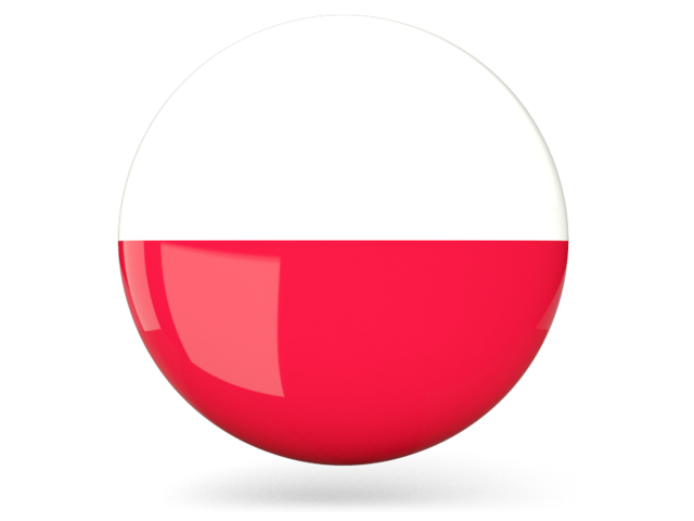 Glossy round icon. Download flag icon of Poland at PNG format